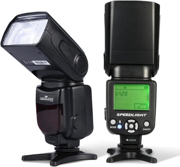 Commander Electronic Flash for Canon DSLR EOS Rebel T7, SL3, 4000D, 850D, 80D, 90D, 6D Mark II, 5D Mark IV, EOS R, RP, R5, R6, R7, R8, R10, R100, M200,M50 Mark II, M6, M5 Fully Automatic Speedlite E-TTL